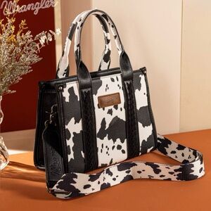Wrangler Cow Print Concealed Carry Tote/Crossbody - Black